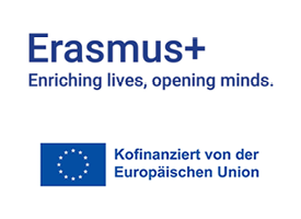 Logo: Erasmus+ (Enriching lives, opening minds.) kofinanziert von der Europäischen Union